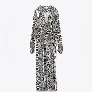 Zara Printed Draped Midi Dress